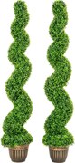 HOMCOM Buxo em espiral, conjunto com 2 plantas artificiais, com vaso, 150 cm de altura, verde | Aosom Portugal