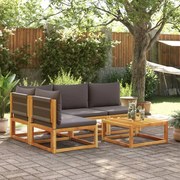 5 pcs conjunto de sofás de jardim com almofadões acácia maciça