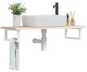 vidaXL Prateleira de parede p/ lavatório aço/madeira carvalho maciça