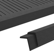 vidaXL Perfis angulares p/ pavimento em WPC 5 pcs 170 cm preto