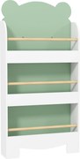 AIYAPLAY Estante infantil para livros, estante infantil de 3 níveis com tema de urso para livros e brinquedos, 55 x 15 x 110 cm, Verde | Aosom Portugal