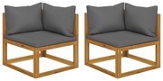 vidaXL Sofás de canto seccionais 2 pcs com almofadões acácia maciça