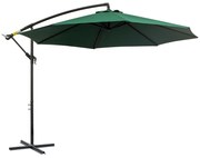 Outsunny Chapéu de Sol de Jardim Ø295x245cm Chapéu de Sol Excêntrico Inclinável com Manivela Base Cruzada Suporte de Aço Verde