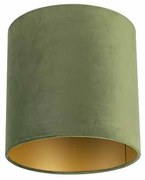Abajur de veludo verde 25/25/25 com interior dourado