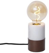 Candeeiro de Mesa Moderno Bronze com Mármore Branco - Marissa