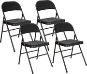 HOMCOM Conjunto de 4 Cadeiras Dobráveis Cadeiras de Sala de Jantar Portáteis Estrutura de Aço 45x46x78 cm Preto | Aosom Portugal