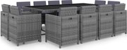 vidaXL 13 pcs conjunto jantar exterior c/ almofadões vime PE antracite