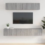 vidaXL Conjunto móveis de TV 5 pcs madeira processada sonoma cinza
