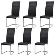 Cadeiras de jantar cantilever 6 pcs couro artificial preto