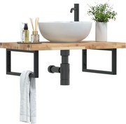 vidaXL Prateleira de parede p/ lavatório aço/madeira de acácia maciça