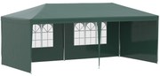 Outsunny Tenda para Festas 6x3 m Tenda de Jardim para Exterior com 4 Paredes Laterais 2 Janelas e Estrutura de Aço Verde | AOSOM Portugal
