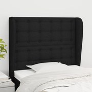 Cabeceira de cama c/ abas tecido 103x23x118/128 cm preto