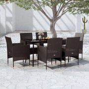 7 pcs conjunto de jantar para jardim com almofadões preto