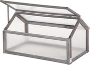 Outsunny Miniestufa, casa de plantas compacta em madeira, painéis de policarbonato, abertura de ventilação, 90L x 52B x 49,5H cm, Cinza | Aosom Portugal