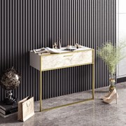 Aparador Polka – Dourado e Branco – 90 cm x 76,8 cm x 38,5 cm
