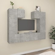 vidaXL Conjunto móveis de TV 6 pcs madeira processada cinzento cimento