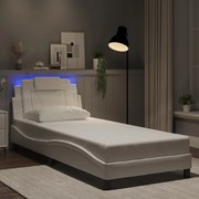vidaXL Estrutura de cama c/ luzes LED 80x200cm couro artificial branco