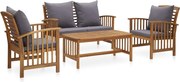 vidaXL 4 pcs conj. lounge jardim c/ almofadões madeira acácia maciça