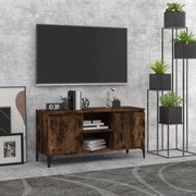 vidaXL Móvel de TV com pernas em metal 103,5x35x50 cm carvalho fumado