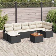 vidaXL Conjunto de Sofá de Jardim 8 Peças com Almofadas em Polyrattan Preto