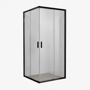 Mampara De Duche Quadrada Com Portas Deslizantes, Vidro Temperado 6 Mm E Alumínio Brent Preto Mate & Transparente & 70 X 70 X 195 Cm - Sklum