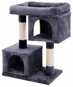 Arranhador Gatos com casinha de brincar 60 x 40 x 84 cm Cinzento fumado