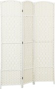 HOMCOM Separador de Ambientes de 3 Painéis Biombo Dobrável 135x180 cm Polipropileno Branco | Aosom Portugal
