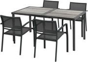 Outsunny Conjunto de móveis de jardim, 1 mesa, 4 cadeiras, 150 x 87 x 72 cm, Cinza | Aosom Portugal