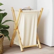 vidaXL Cesto de roupa 41,5x36x63,5 cm bambu branco nata