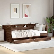 vidaXL Sofá-cama com gavetas sem colchão 90x200 cm carvalho castanho