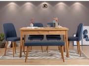 Conjunto de Mesa e Cadeiras Costa – Pinho Atlântico e Azul Marinho – M