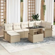 vidaXL Sofá de Jardim 8 Peças com Almofadas Bege em Rattan
