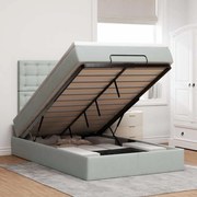 vidaXL Estrutura de cama otomana com colchões cinza claro Veludo