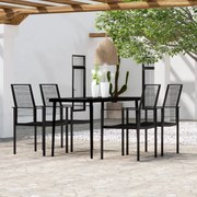 5 pcs Conjunto de jantar para jardim preto