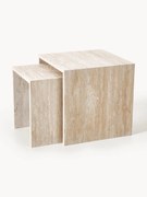 Mesa de apoio em travertino Varu, conjunto de 2