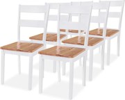 vidaXL Cadeiras de jantar 6 pcs seringueira maciça branco