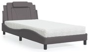 vidaXL Cama com colchão 100x200 cm couro artificial cinzento