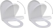 vidaXL Tampos sanita com tampas de fecho suave 2 pcs plástico branco