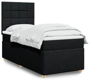vidaXL Cama com molas/colchão 90x200 cm tecido preto