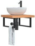 vidaXL Prateleira de parede p/ lavatório aço/madeira de faia maciça