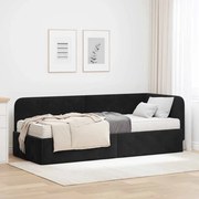 vidaXL Estrutura de Cama de Canto com colchão Preto 80 x 200 cm Veludo