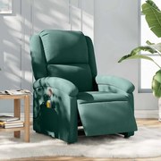 vidaXL Poltrona de massagens reclinável elétrica veludo verde-escuro