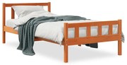 Estrutura cama c/ cabeceira 90x190 cm pinho maciço castanho-mel