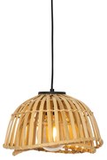 Candeeiro suspenso oriental preto com bambu natural 30 cm - Pua Oriental