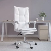 vidaXL Cadeira de escritório reclinável couro artificial branco