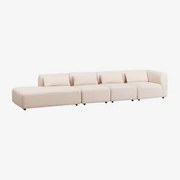 Sofá De Canto Modular Fogler De 4 Peças Com Chaise Longue Esquerda Chenille Creme Bege - Sklum