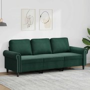 vidaXL Sofá de 3 lugares 180 cm veludo verde-escuro