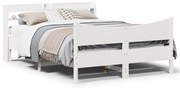 vidaXL Estrutura cama c/ cabeceira 135x190 cm pinho maciço branco