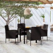 5 pcs Conjunto de jantar para jardim preto