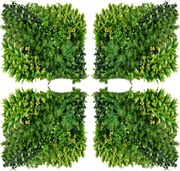 Outsunny 12 peças Parede de plantas artificial 50 x 50 cm Proteção UV Tela de privacidade Design multifolhas para decoração exterior de jardim | Aosom Portugal